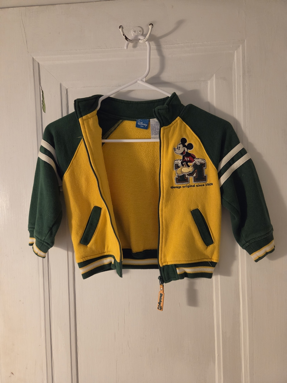 Disney Kids Mickey Mouse Yellow and Green Zip Jacket